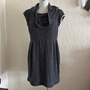 Kira Plastinina Y2k 2000’s Dark Gray Ivory Cowl Neck Short Sleeve Sweater Dress